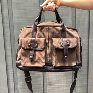 John Varvatos suede & leather messenger bag (men)